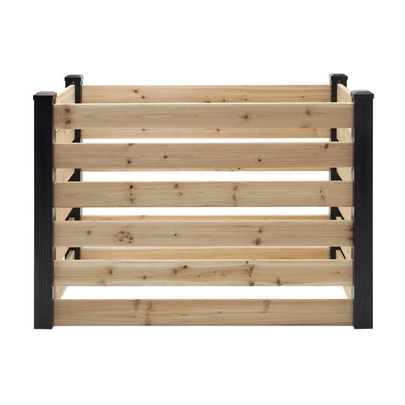 120 Gallon Outdoor Cedar Wooden Compost Bin in Natural Black Wood Finish - FREE SHIPPING