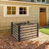 244 Gallon Outdoor Cedar Wooden Compost Bin in Natural Black Wood Finish - FREE SHIPPING