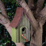 Dark Green Wood Hanging Bird House for Outdoor Garden Deck Patio Tree - FREE SHIPPING