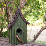 Dark Green Wood Hanging Bird House for Outdoor Garden Deck Patio Tree - FREE SHIPPING