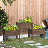 Brown 3 Wooden Elevated Planter Raised Garden Beds - FREE SHIPPING