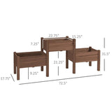Brown 3 Wooden Elevated Planter Raised Garden Beds - FREE SHIPPING