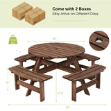 Espresso Wooden 8 Seater Picnic Table Umbrella Hole - FREE SHIPPING