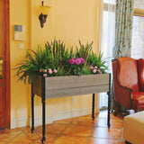 Mobile Elevated Gray and Black Wood Metal Raised Garden Planter Bed with Wheels - FREE SHIPPING