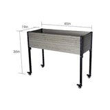 Mobile Elevated Gray and Black Wood Metal Raised Garden Planter Bed with Wheels - FREE SHIPPING