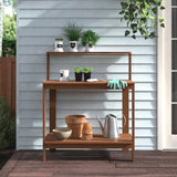 Solid Meranti Wood Outdoor Garden Potting Bench Table with Bottom Shelf - FREE SHIPPING