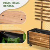 Farmhouse Rustic Wooden Raised Garden Bed Planter with Trellis on Wheels - FREE SHIPPING
