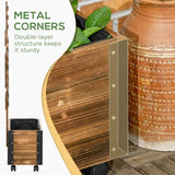 Farmhouse Rustic Wooden Raised Garden Bed Planter with Trellis on Wheels - FREE SHIPPING
