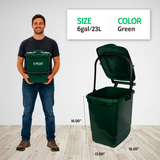 EcoSafe EcoCaddy 6-Gallon Compost Bin, Eco-Friendly Kitchen Trash, Food Waste Under Counter Bin (QTY 1), SKU ECGRN