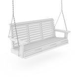 White wooden porch swing on a white background