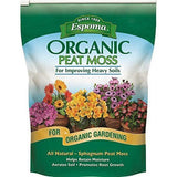 Bag of Espoma Organic Peat Moss with gardening scene on a white background