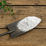 Trowel with Limestone Microna Ag H2O (5 lb bag) on a wooden surface