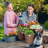 Set of 3 Outdoor Wooden Barrel Planter Pots with Handles 11.5, 15, and 18 inch - FREE SHIPPING