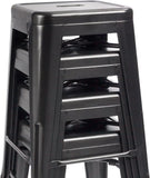 Set of 4 - 24-in. Indoor/Outdoor Backless Stacking Black Metal Barstools - FREE SHIPPING