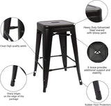Set of 4 - 24-in. Indoor/Outdoor Backless Stacking Black Metal Barstools - FREE SHIPPING