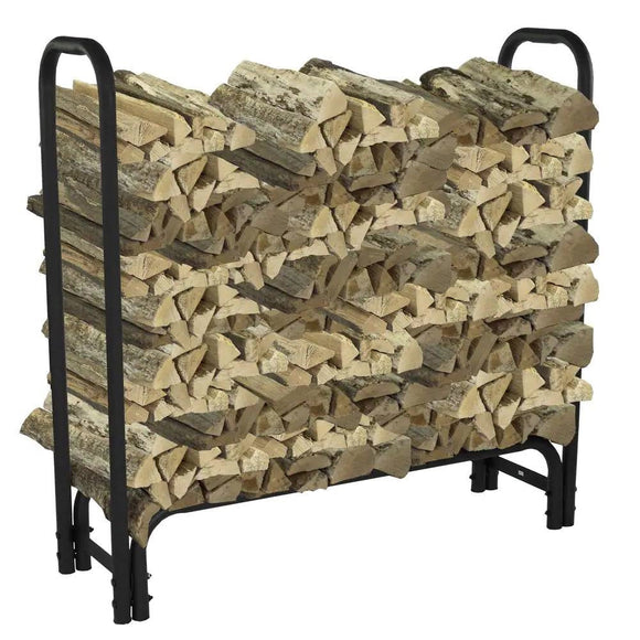 4-Ft Heavy Duty Steel Black Metal Firewood Rack - Easy to Assemble - FREE SHIPPING