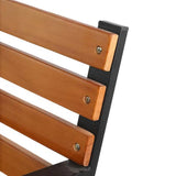 Black Metal Frame Outdoor Wood Slat Garden Bench with Curved Armrests - FREE SHIPPING