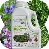Flawn Seed Kits Micro Bee Lawn Seed Kit packaging with a green and white label against a natural background.