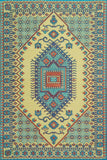 Decorative Turkish Plum rug with geometric pattern on a yellow background