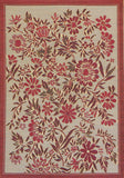 Floral patterned Wildflowers Cranberry rug with red and beige colors on a plain background