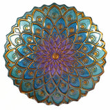 Round 18-inch Peacock Style Glass Mosaic Flower Birdbath with Metal Stand - FREE SHIPPING