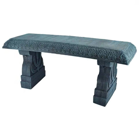 Black Fiber-Clay Resin Outdoor Garden Bench in Stone Finish - FREE SHIPPING