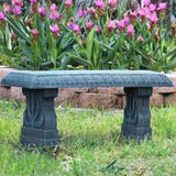Black Fiber-Clay Resin Outdoor Garden Bench in Stone Finish - FREE SHIPPING