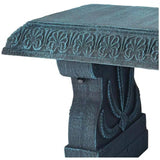 Black Fiber-Clay Resin Outdoor Garden Bench in Stone Finish - FREE SHIPPING