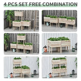 Farmhouse 4 Piece Wooden Elevated Raised Garden Bed Planter Box - FREE SHIPPING