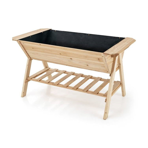 Farmhouse 2 Tier Large Outdoor Natural Wooden 5-ft Raised Garden Bed Planter Box - FREE SHIPPING