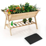 Farmhouse 2 Tier Large Outdoor Natural Wooden 5-ft Raised Garden Bed Planter Box - FREE SHIPPING