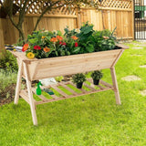 Farmhouse 2 Tier Large Outdoor Natural Wooden 5-ft Raised Garden Bed Planter Box - FREE SHIPPING