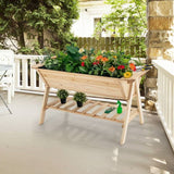 Farmhouse 2 Tier Large Outdoor Natural Wooden 5-ft Raised Garden Bed Planter Box - FREE SHIPPING
