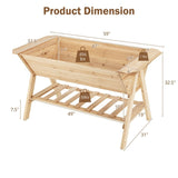 Farmhouse 2 Tier Large Outdoor Natural Wooden 5-ft Raised Garden Bed Planter Box - FREE SHIPPING