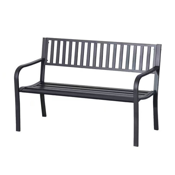 Outdoor Black Metal Garden Bench with 550 lb Max Weight Capacity - FREE SHIPPING