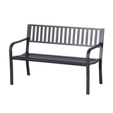 Outdoor Black Metal Garden Bench with 550 lb Max Weight Capacity - FREE SHIPPING
