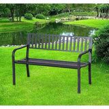 Outdoor Black Metal Garden Bench with 550 lb Max Weight Capacity - FREE SHIPPING