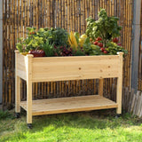 Outdoor Wood Raised Garden Bed Planter Box Cart on Wheels 46-inch x 22-inch - FREE SHIPPING