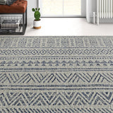 4 ft. x 6 ft. Blue Grey Chevron Coastal Boho Style Indoor Outdoor Area Rug - FREE SHIPPING