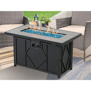42-inch Outdoor Propane Gas Fire Pit Patio Table with Blue Fire Glass - FREE SHIPPING