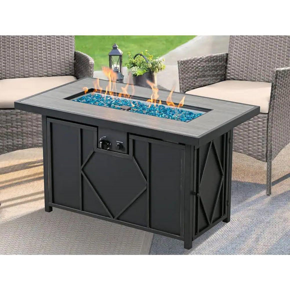 42-inch Outdoor Propane Gas Fire Pit Patio Table with Blue Fire Glass - FREE SHIPPING