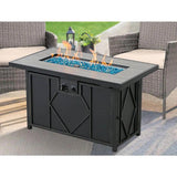 42-inch Outdoor Propane Gas Fire Pit Patio Table with Blue Fire Glass - FREE SHIPPING