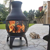 45-inch Black Cast Iron and Steel Outdoor Fire Pit Chimenea - FREE SHIPPING