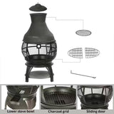 45-inch Black Cast Iron and Steel Outdoor Fire Pit Chimenea - FREE SHIPPING