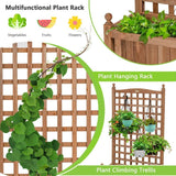 Outdoor Solid Wood Raised Garden Bed Mobile Planter Box with Trellis on Wheels - FREE SHIPPING