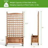 Outdoor Solid Wood Raised Garden Bed Mobile Planter Box with Trellis on Wheels - FREE SHIPPING