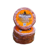 Two packages of Woodhaven firestarters stacked on a white background