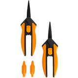Fiskars Softgrip Nonstick Micro-Tip Snip (2/pk) with additional blades on a white background