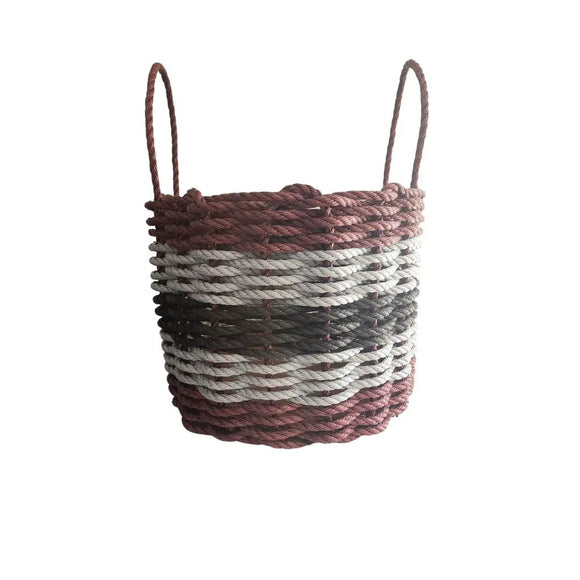 Five Stripe Rope Storage Basket Burgundy, Gray and Black - FREE SHIPPING