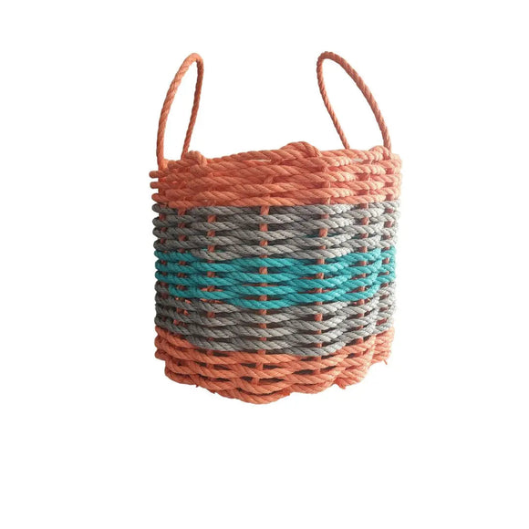Five Stripe Rope Storage Basket Orange, Gray and Teal - FREE SHIPPING
